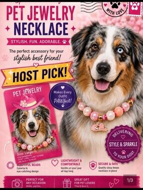 Pet Jewelry HOST PICK -Necklace with Pink Pearl Beads & Cowboy Hat Charm